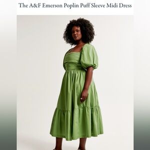 Abercrombie & Fitch Emerson poplin Puff Sleeve Midi Dress (NEW)